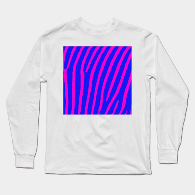 Zebra Print (Pink & Blue) Long Sleeve T-Shirt by BlakCircleGirl